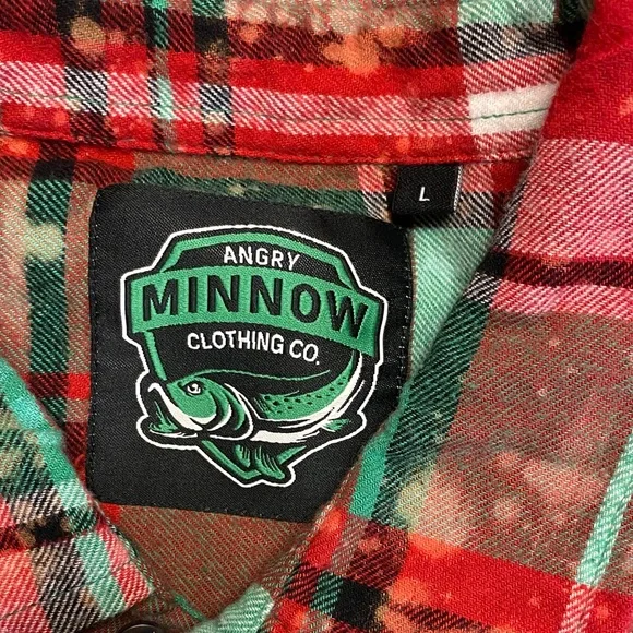 Vintage Christmas Plaid Button Down Shirt in Red and Green - Picture 4 of 6